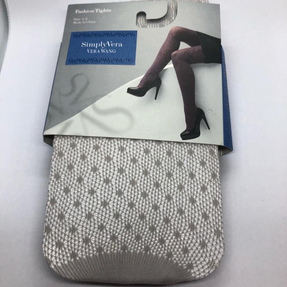 NWT LADIES SIMPLY VERA VERA WANG CONTROL TOP TIGHTS SIZE 2 BLACK ARGYLE GOLD